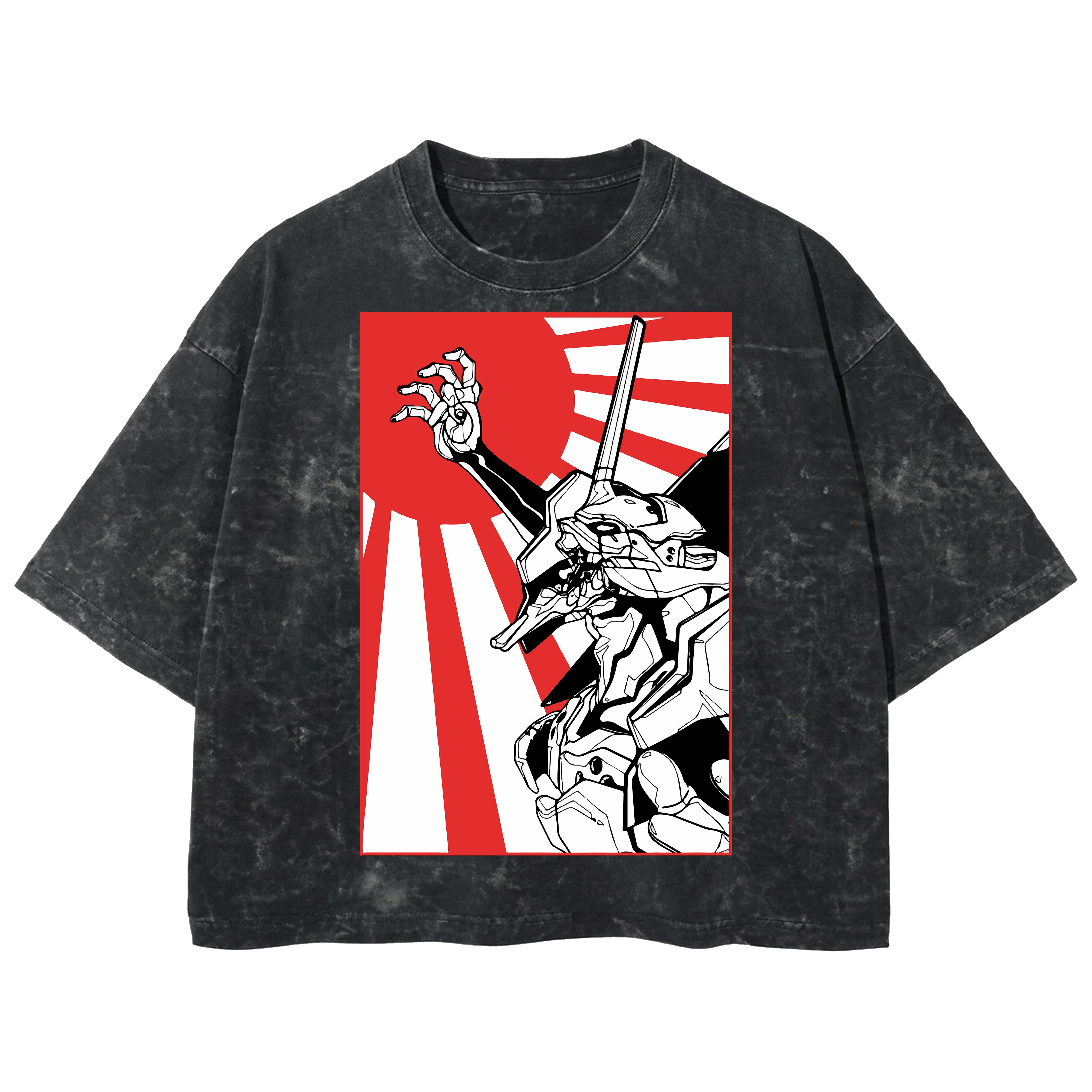 Playera streetwear premium de anime y gaming ExtraLife MX, corte boxy deluxe mineral wash heavyweight en color Acid Wash, moda urbana mexicana de culto.