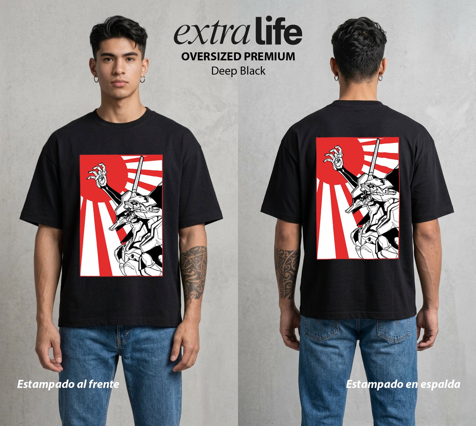 Unidad de Combate | La Unidad del Poder #01408 - Playera Oversized Premium | Deep Black - Foto en modelo