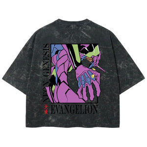 Playera streetwear premium de anime y gaming ExtraLife MX, corte boxy deluxe mineral wash heavyweight en color Acid Wash, moda urbana mexicana de culto.