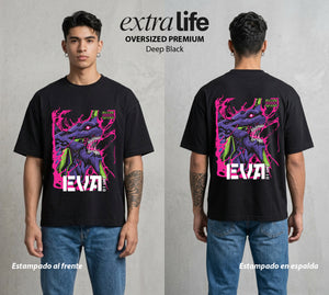 Unidad de Combate | La Unidad del Poder #01410 - Playera Oversized Premium | Deep Black - Foto en modelo