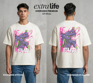 Unidad de Combate | La Unidad del Poder #01410 - Playera Oversized Premium | Off White - Foto en modelo