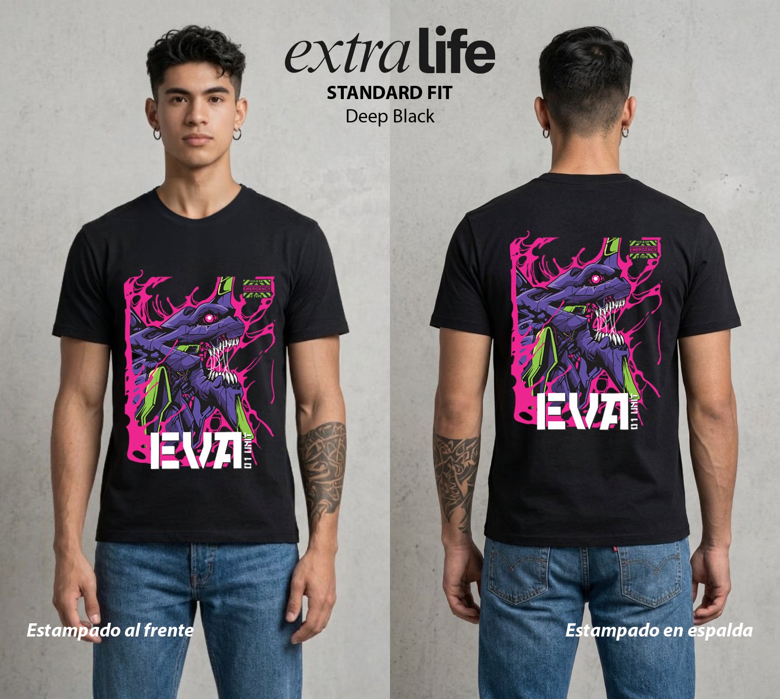 Unidad de Combate | La Unidad del Poder #01410 - Playera Standard Fit | Deep Black - Foto en modelo
