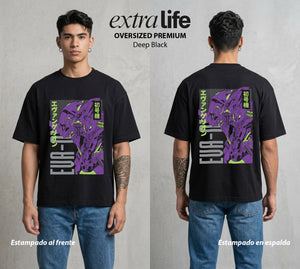 Unidad de Combate | El Gigante de Luz #01411 - Playera Oversized Premium | Deep Black - Foto en modelo
