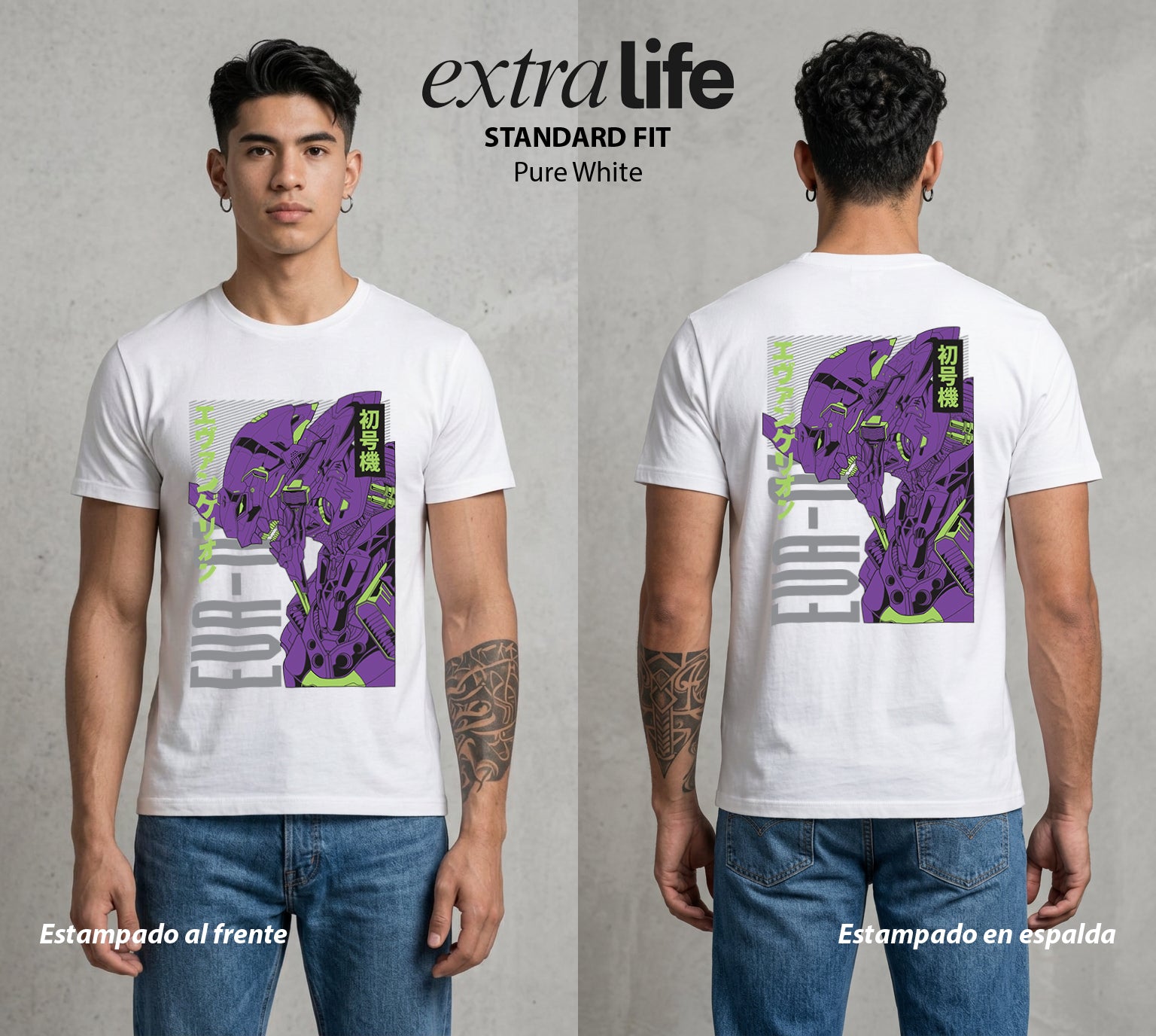 Unidad de Combate | El Gigante de Luz #01411 - Playera Standard Fit | Pure White - Foto en modelo