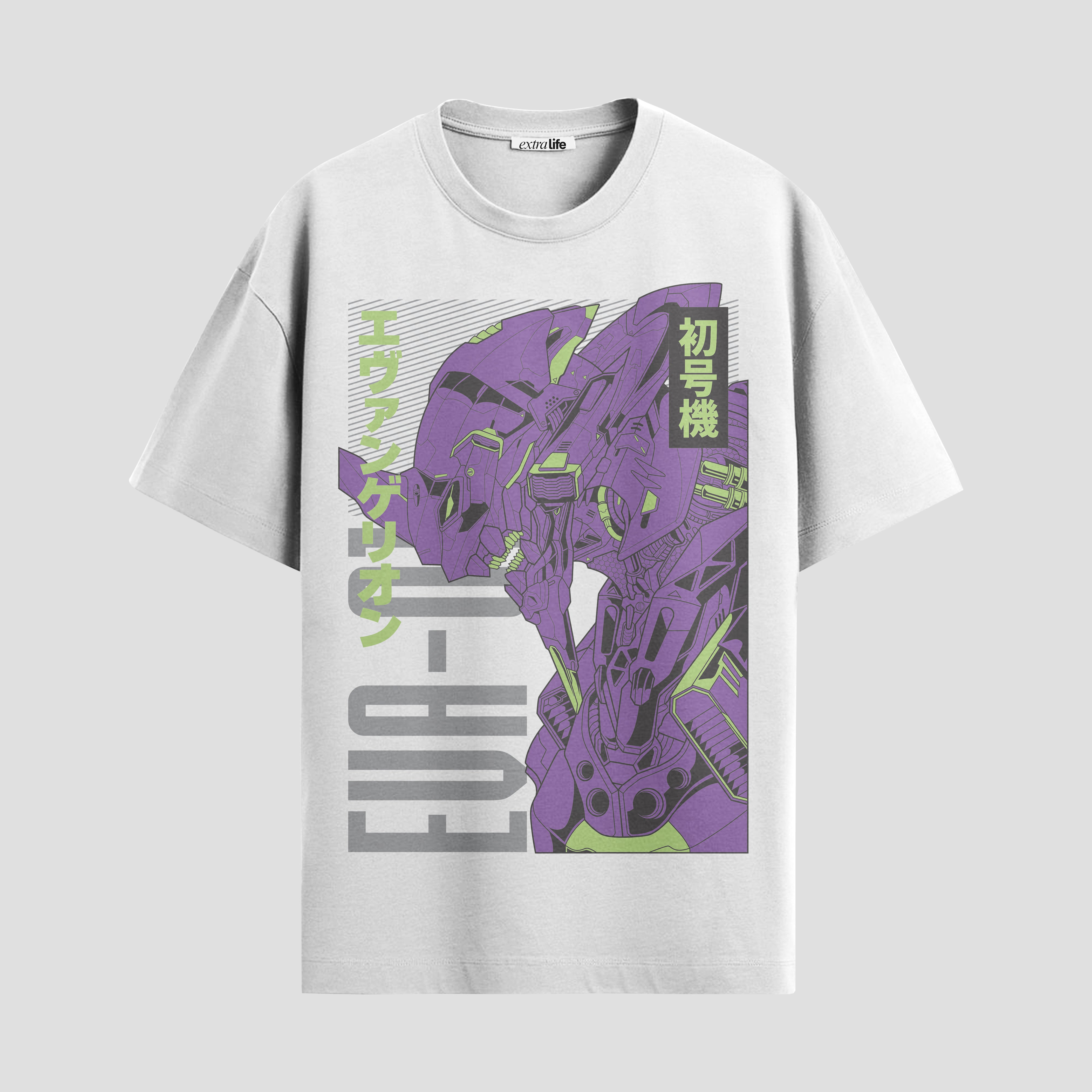 Playera urbana de anime y gaming ExtraLife MX, corte Standard Fit unisex ligero y transpirable en color Deep Black y Pure White, ropa de uso diario para gym y casual.