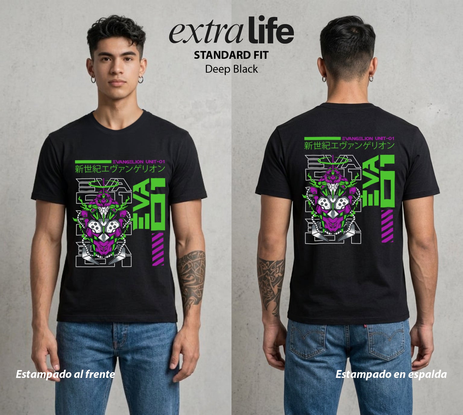 Unidad de Combate | El Gigante de Luz #01413 - Playera Standard Fit | Deep Black - Foto en modelo
