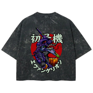Playera streetwear premium de anime y gaming ExtraLife MX, corte boxy deluxe mineral wash heavyweight en color Acid Wash, moda urbana mexicana de culto.