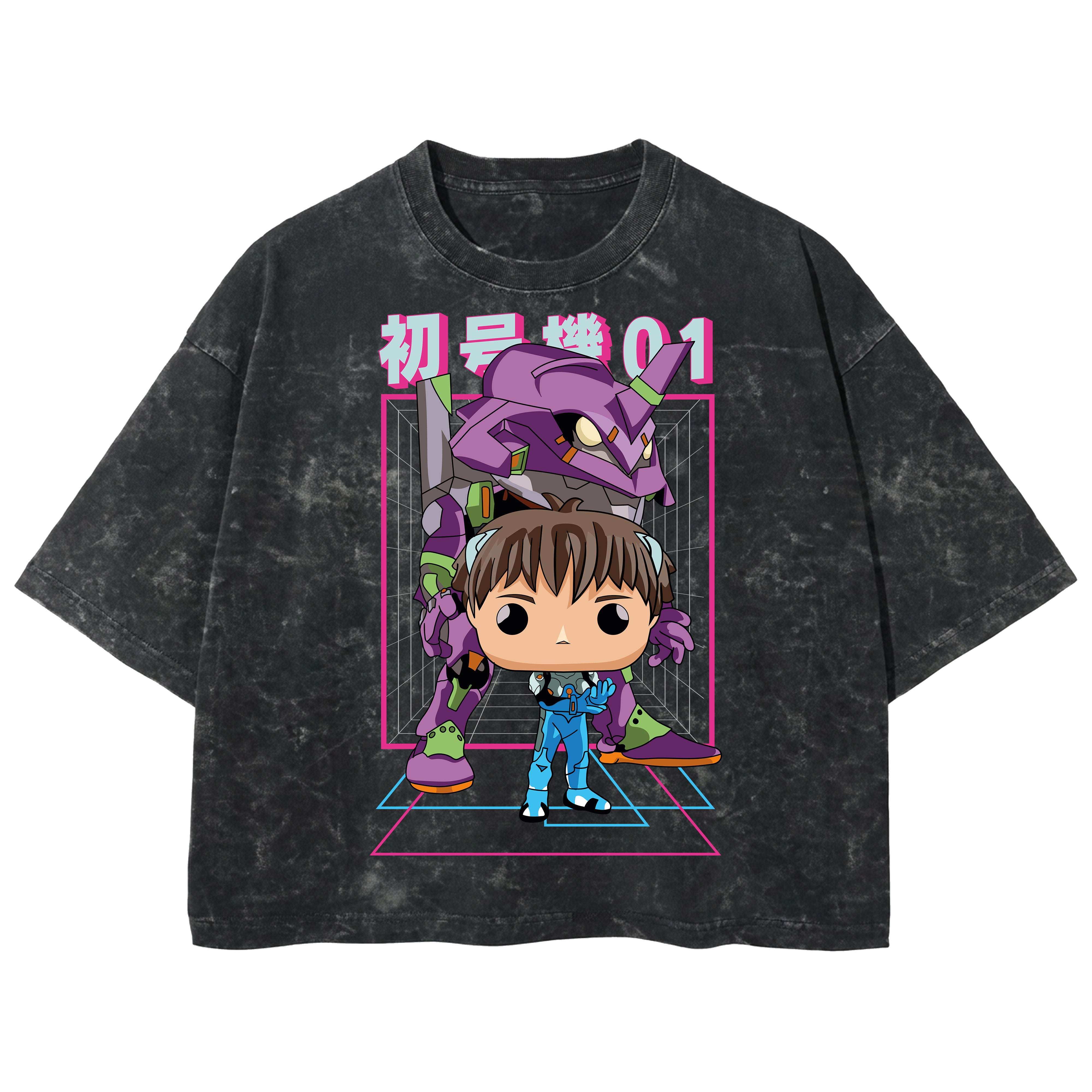 Playera streetwear premium de anime y gaming ExtraLife MX, corte boxy deluxe mineral wash heavyweight en color Acid Wash, moda urbana mexicana de culto.