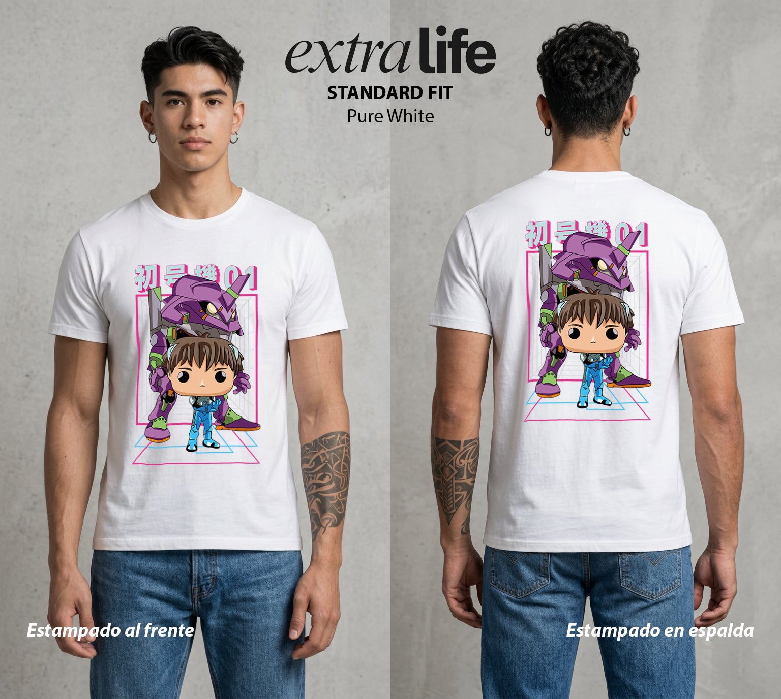 Unidad de Combate | Figura del Piloto Pop Art #01415 - Playera Standard Fit | Pure White - Foto en modelo