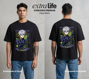 Unidad de Combate | El Angel del Fin #01416 - Playera Oversized Premium | Deep Black - Foto en modelo