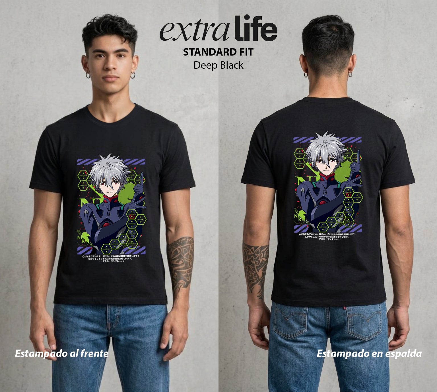Unidad de Combate | El Angel del Fin #01416 - Playera Standard Fit | Deep Black - Foto en modelo