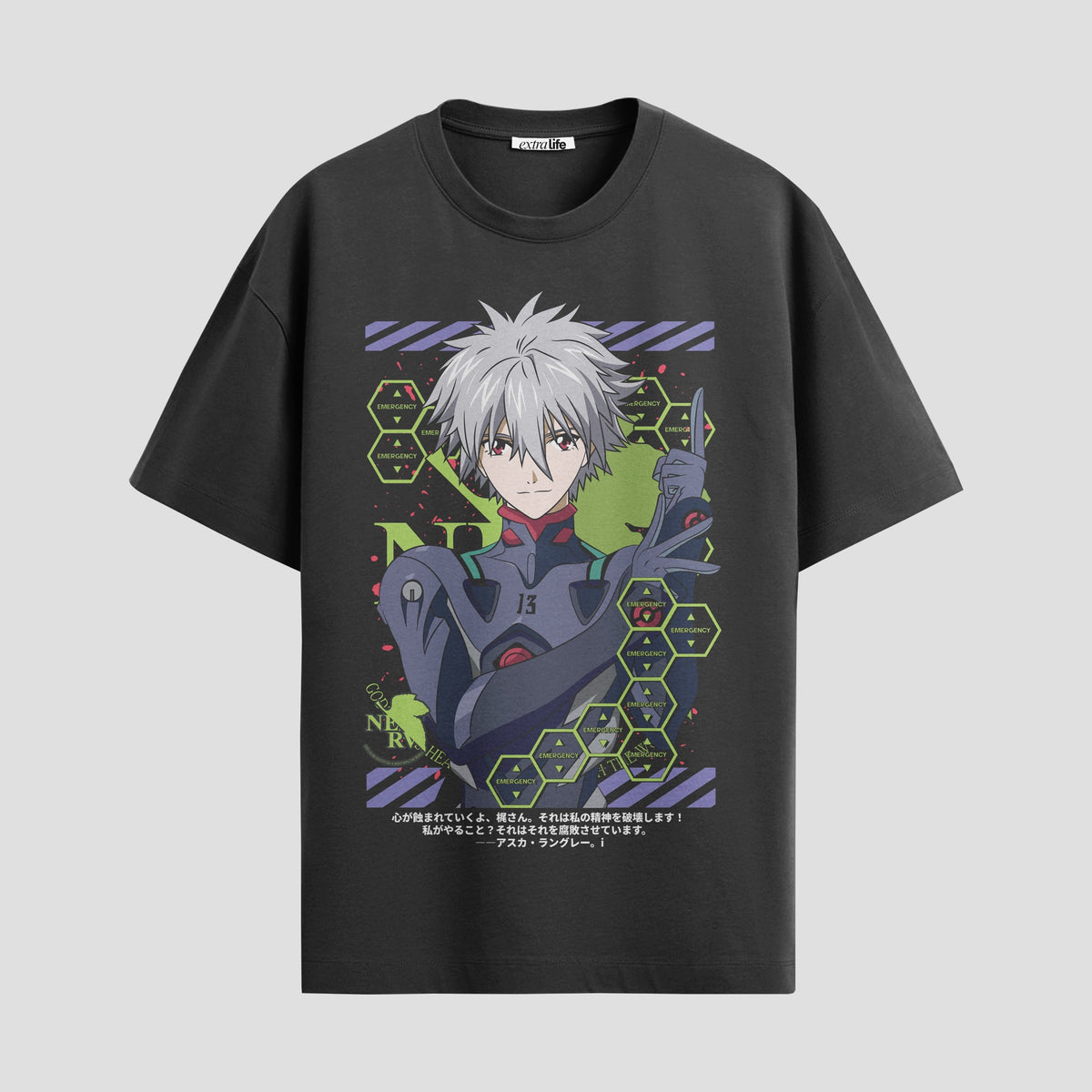Playera urbana de anime y gaming ExtraLife MX, corte Classic Premium unisex ligero y transpirable en color Deep Black y Pure White, ropa de uso diario para gym y casual.