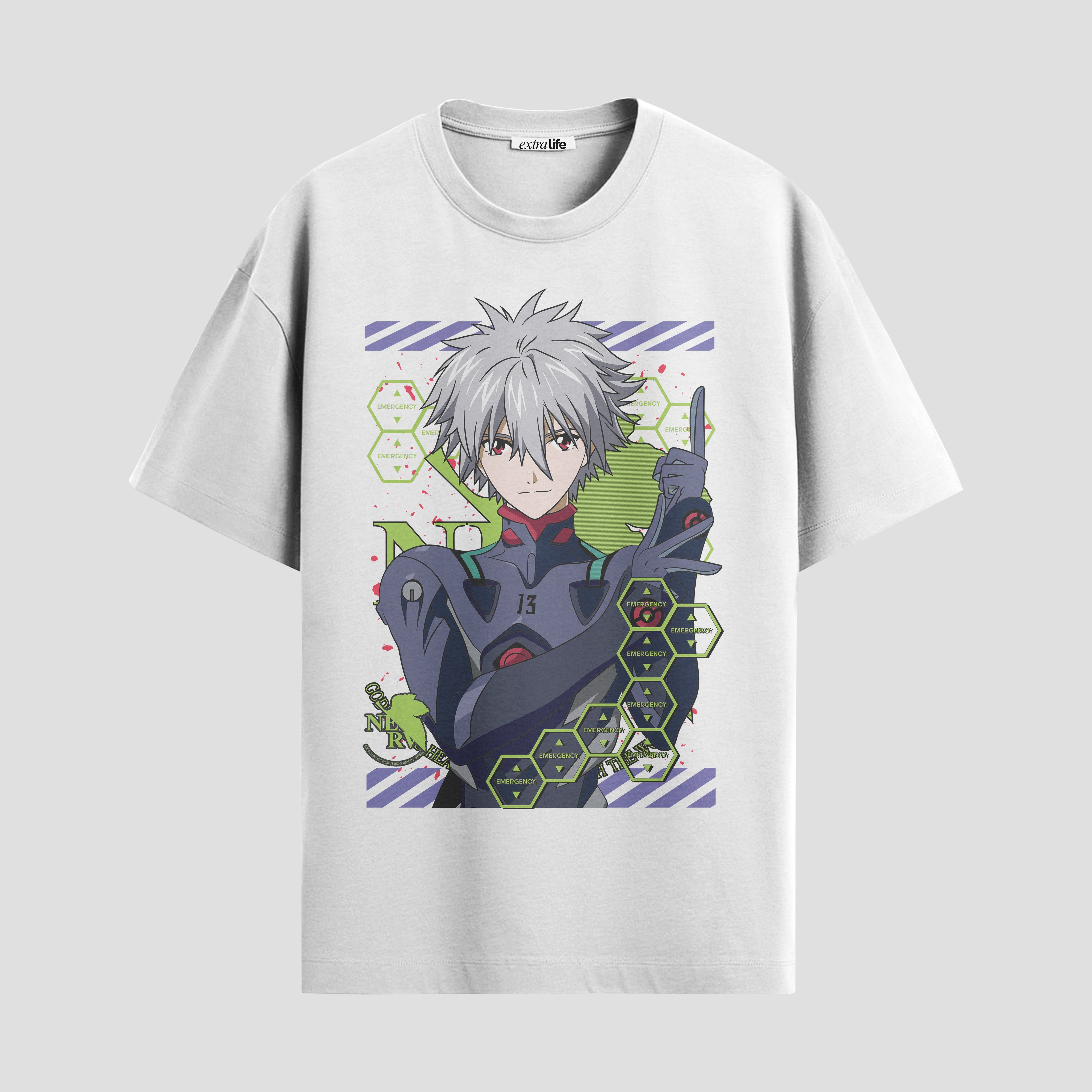 Playera urbana de anime y gaming ExtraLife MX, corte Standard Fit unisex ligero y transpirable en color Deep Black y Pure White, ropa de uso diario para gym y casual.