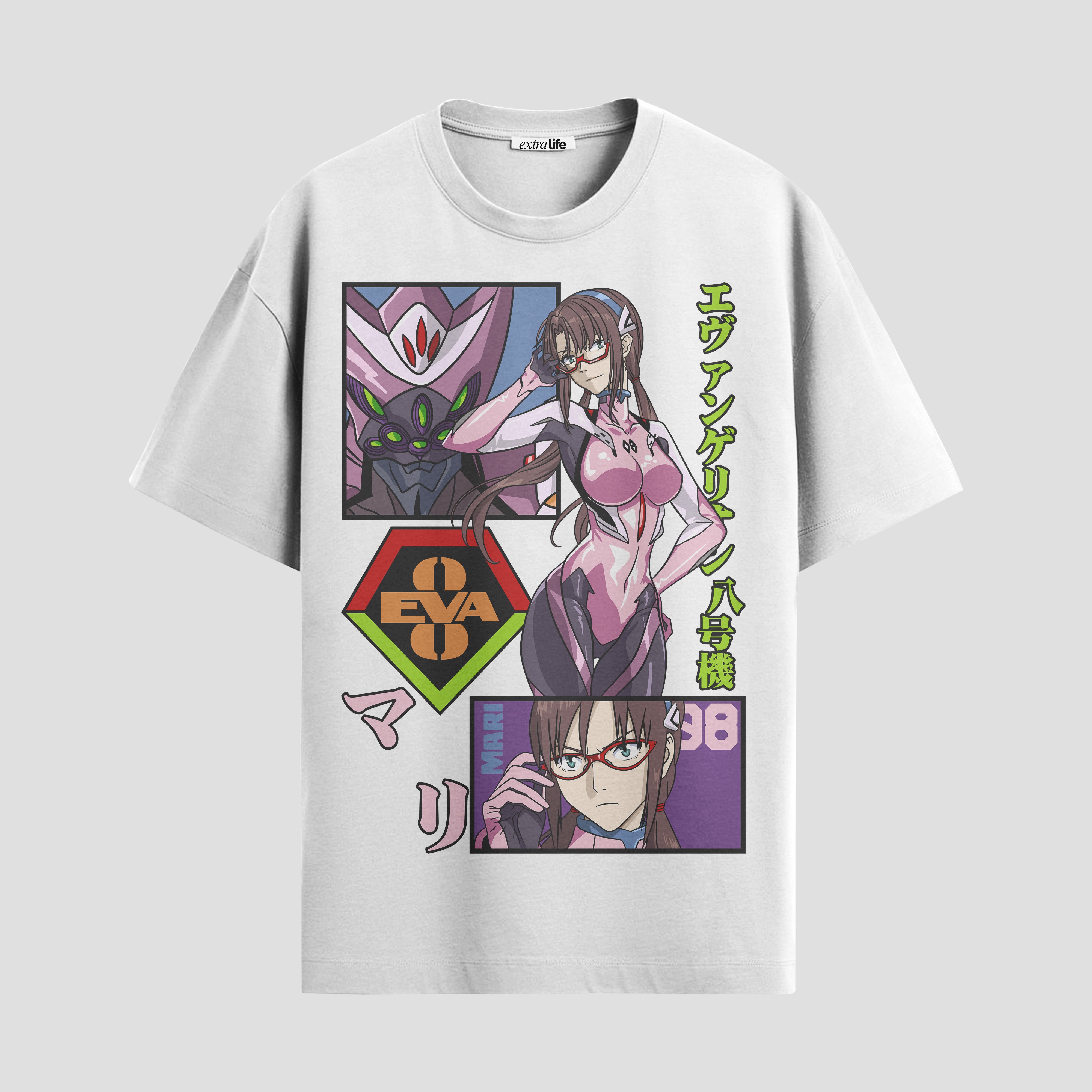 Playera urbana de anime y gaming ExtraLife MX, corte Standard Fit unisex ligero y transpirable en color Deep Black y Pure White, ropa de uso diario para gym y casual.