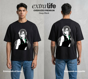 Unidad de Combate | La Cuarta del EVA #01418 - Playera Oversized Premium | Deep Black - Foto en modelo