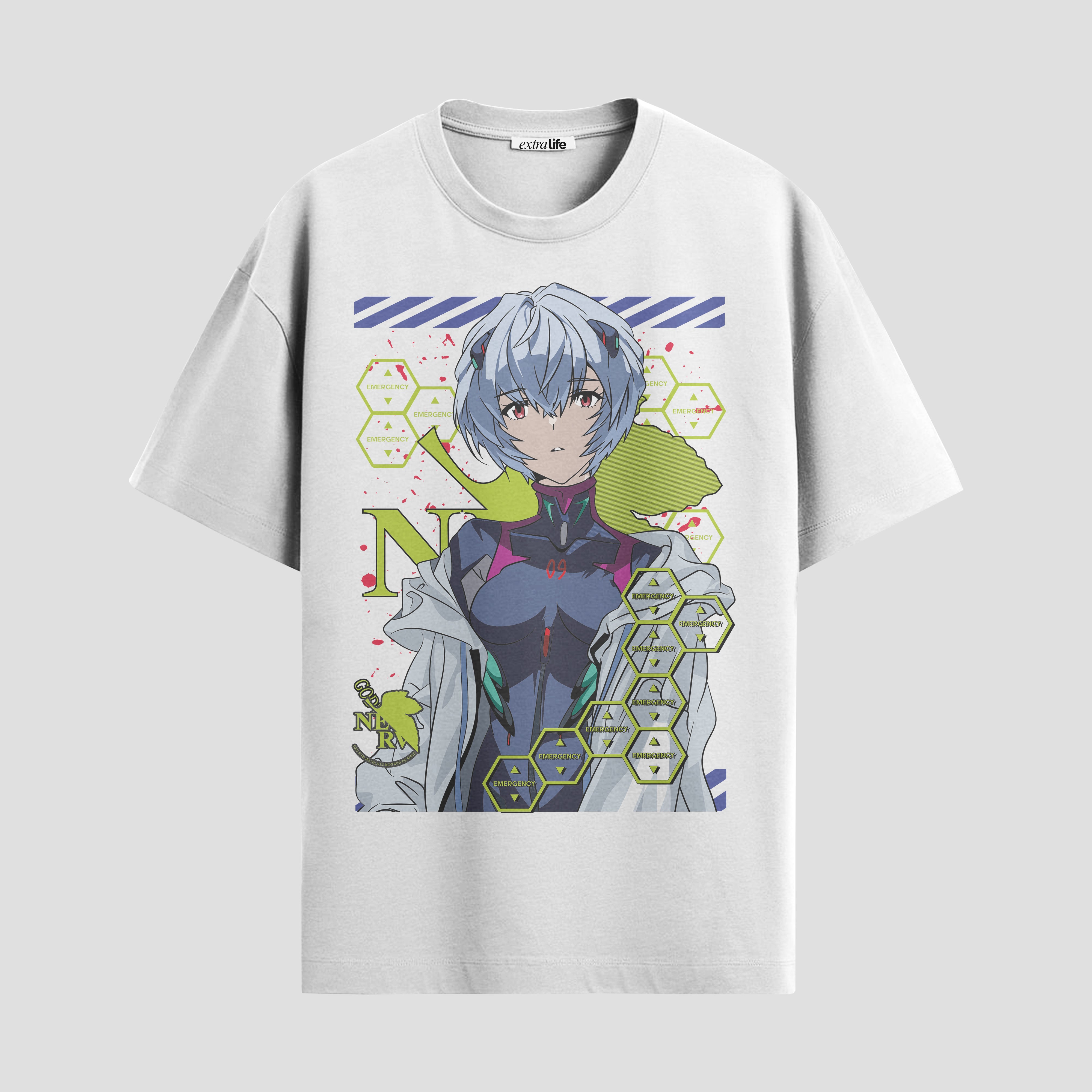 Playera urbana de anime y gaming ExtraLife MX, corte Standard Fit unisex ligero y transpirable en color Deep Black y Pure White, ropa de uso diario para gym y casual.