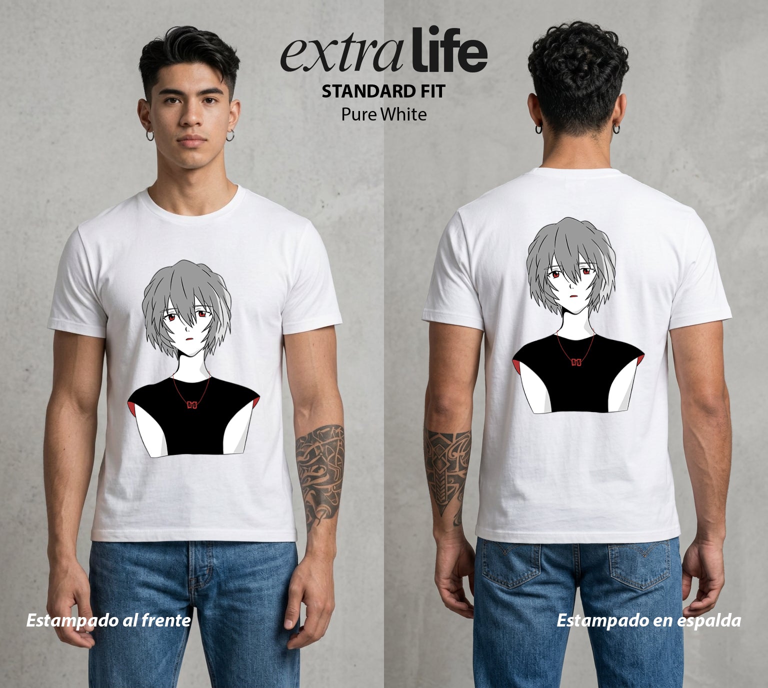 Unidad de Combate | El Alma del EVA #01424 - Playera Standard Fit | Pure White - Foto en modelo