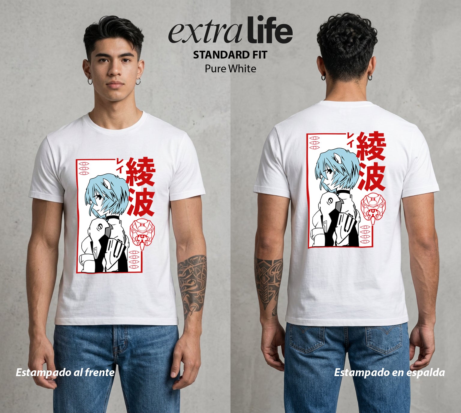 Unidad de Combate | El Alma del EVA #01426 - Playera Standard Fit | Pure White - Foto en modelo