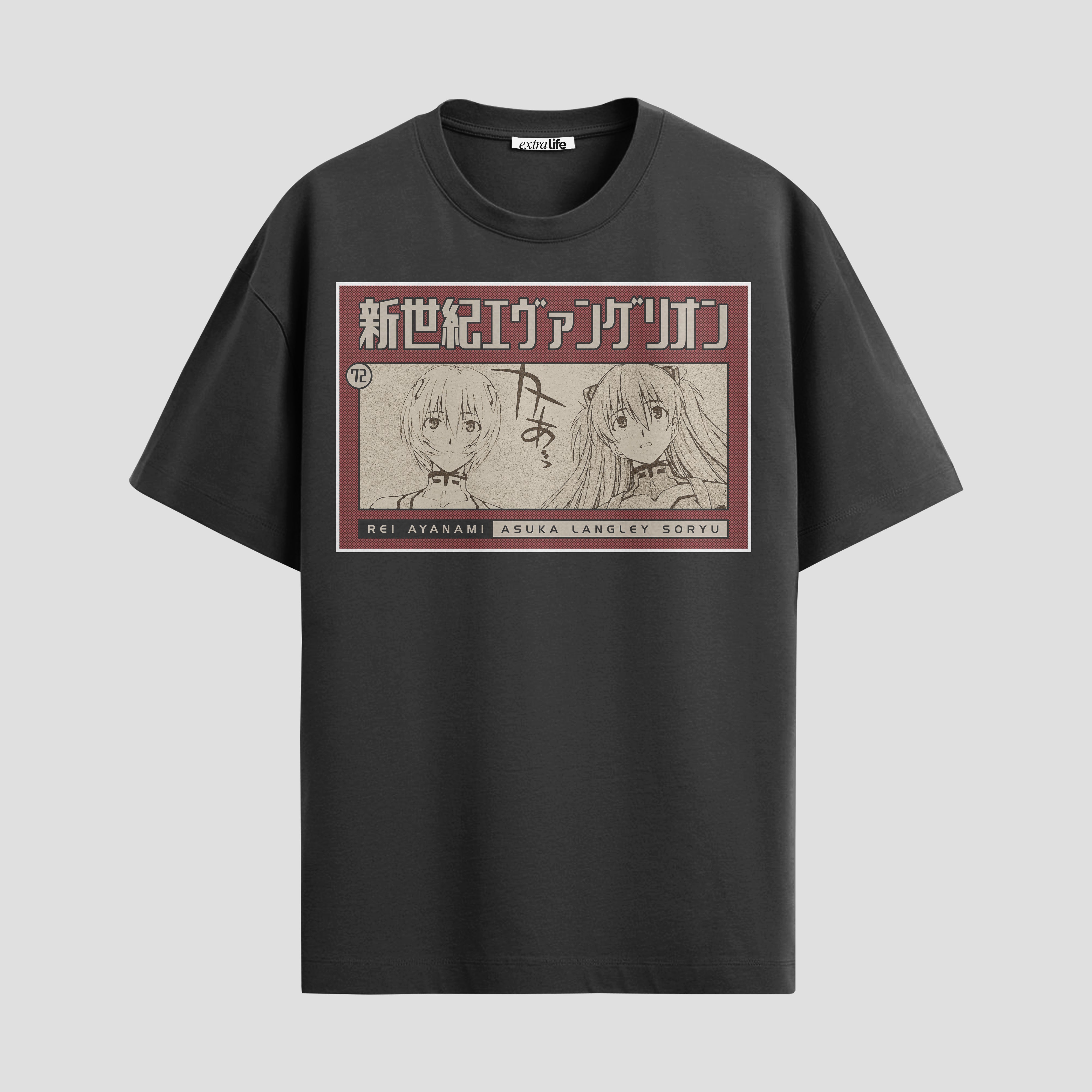 Playera urbana de anime y gaming ExtraLife MX, corte Standard Fit unisex ligero y transpirable en color Deep Black y Pure White, ropa de uso diario para gym y casual.