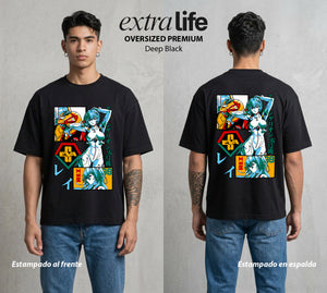 Unidad de Combate | El Misterio del Bien #01430 - Playera Oversized Premium | Deep Black - Foto en modelo