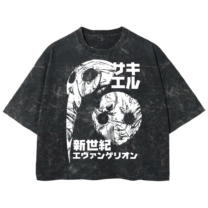 Playera streetwear premium de anime y gaming ExtraLife MX, corte boxy deluxe mineral wash heavyweight en color Acid Wash, moda urbana mexicana de culto.