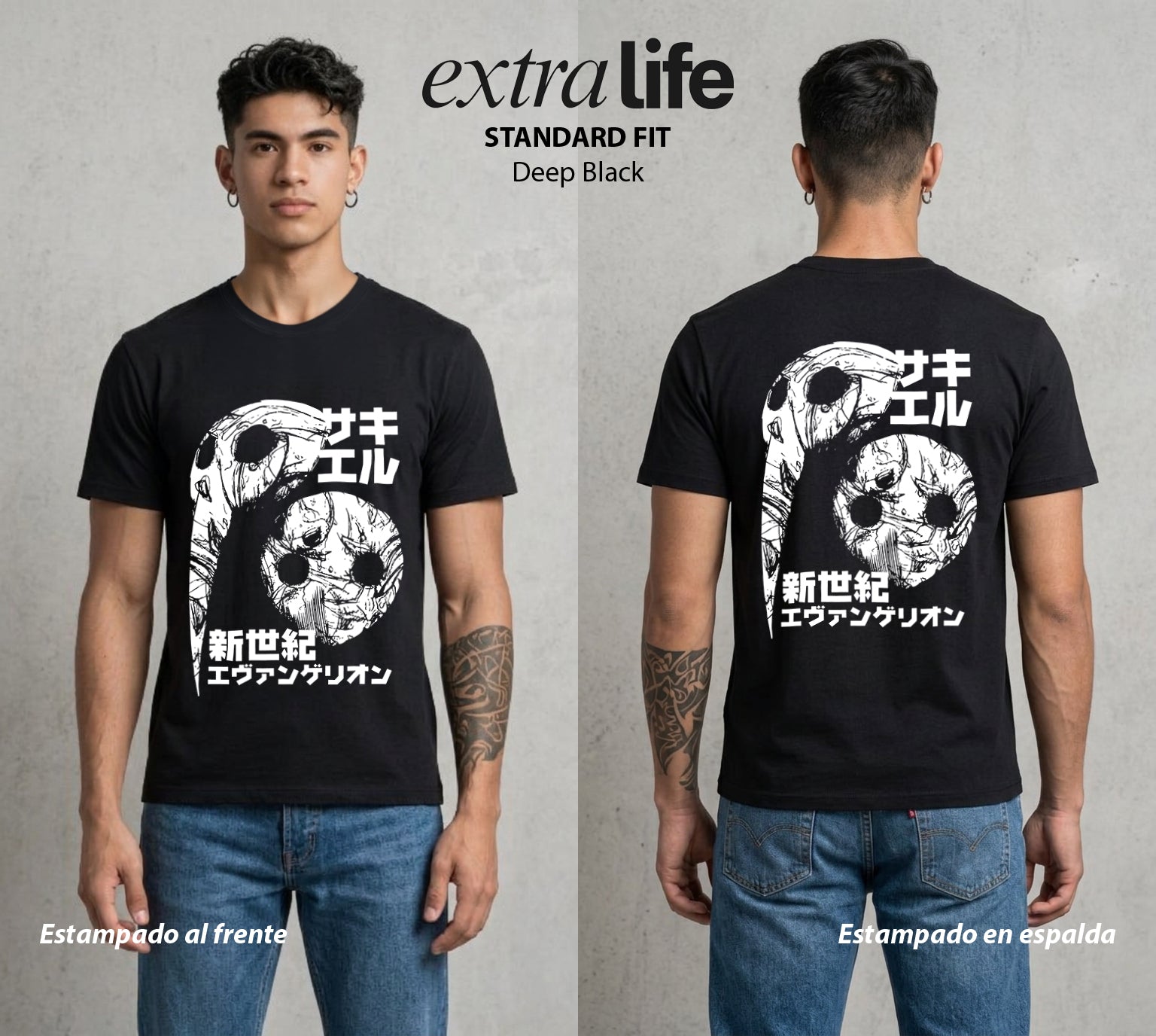 Unidad de Combate | El Tercer Angel #01431 - Playera Standard Fit | Deep Black - Foto en modelo