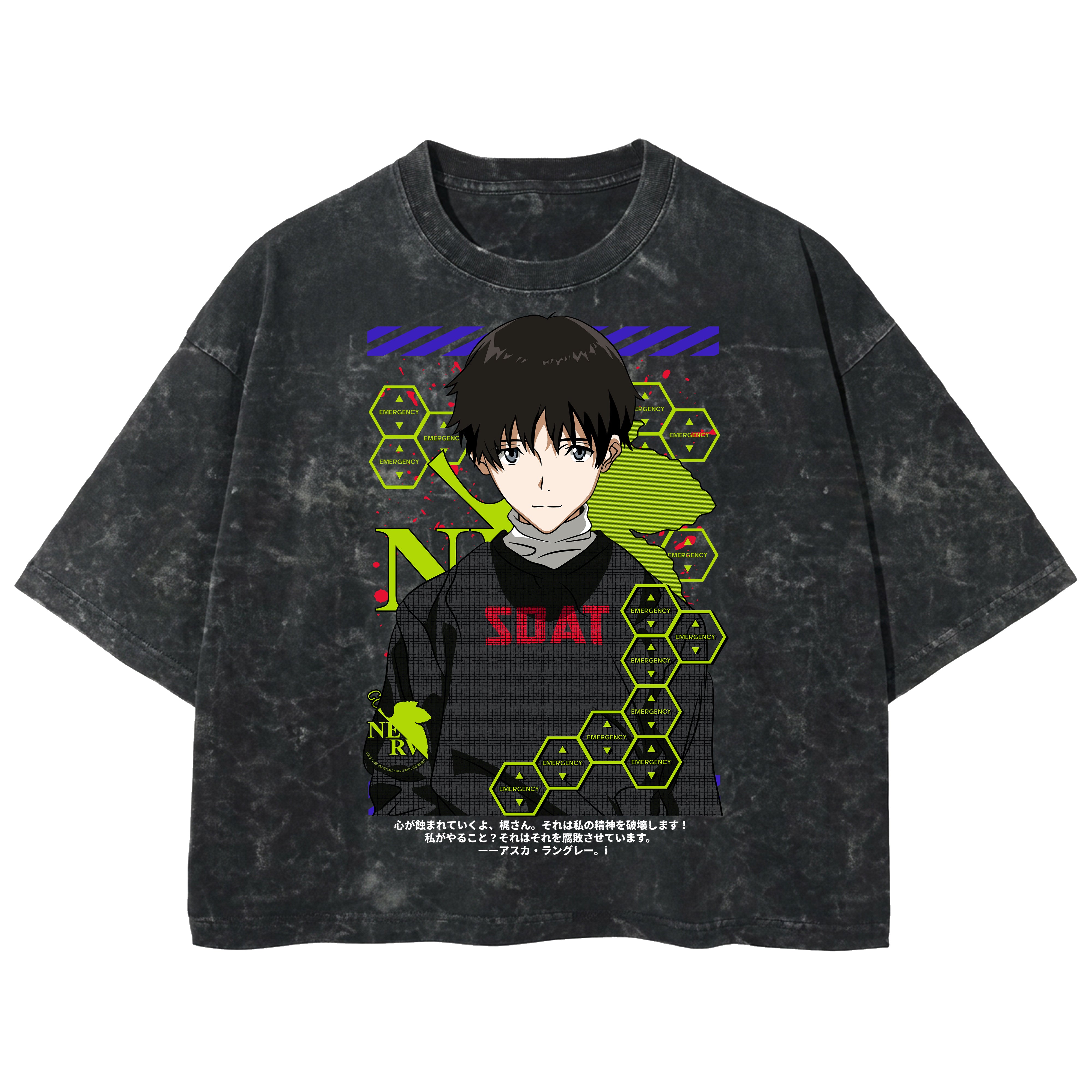 Playera streetwear premium de anime y gaming ExtraLife MX, corte boxy deluxe mineral wash heavyweight en color Acid Wash, moda urbana mexicana de culto.