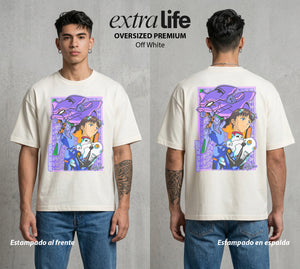 Unidad de Combate | El Piloto a la Fuerza #01433 - Playera Oversized Premium | Off White - Foto en modelo
