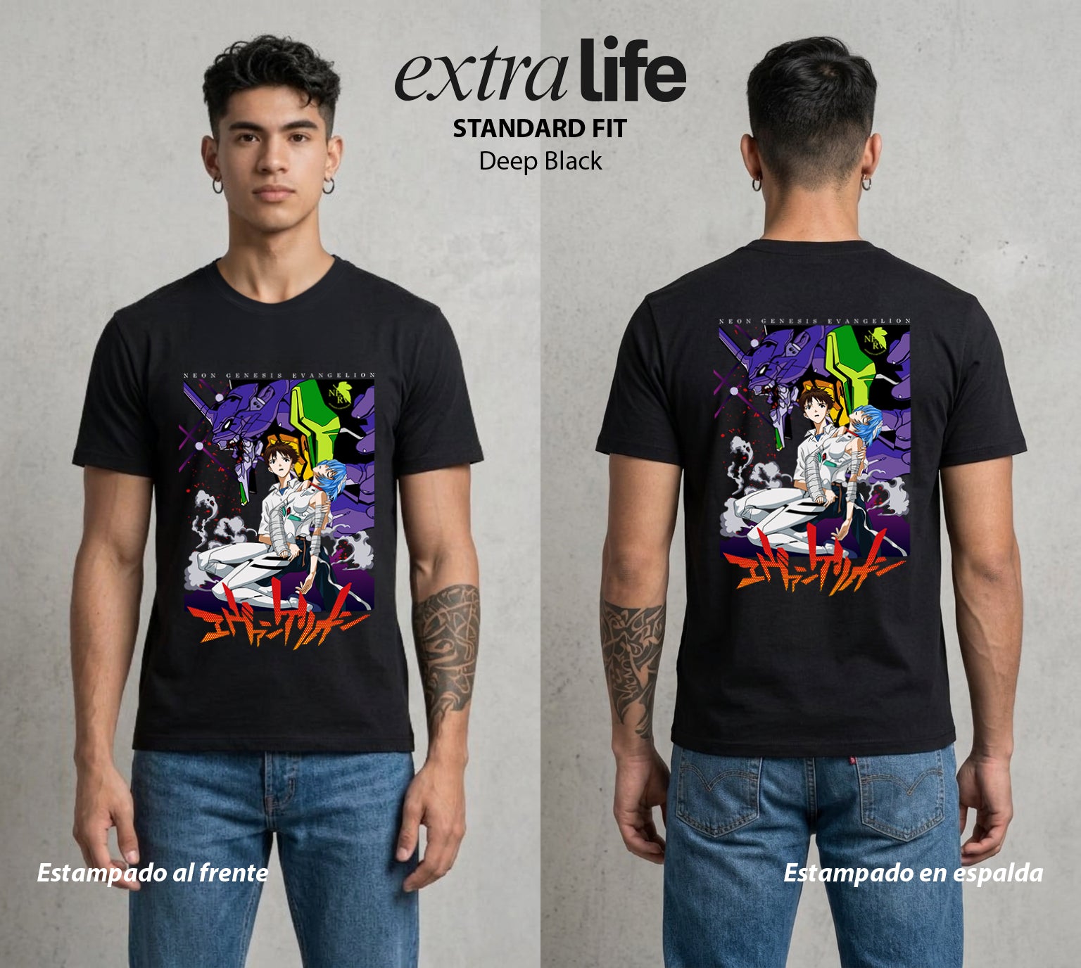 Unidad de Combate | El Alma del EVA #01435 - Playera Standard Fit | Deep Black - Foto en modelo