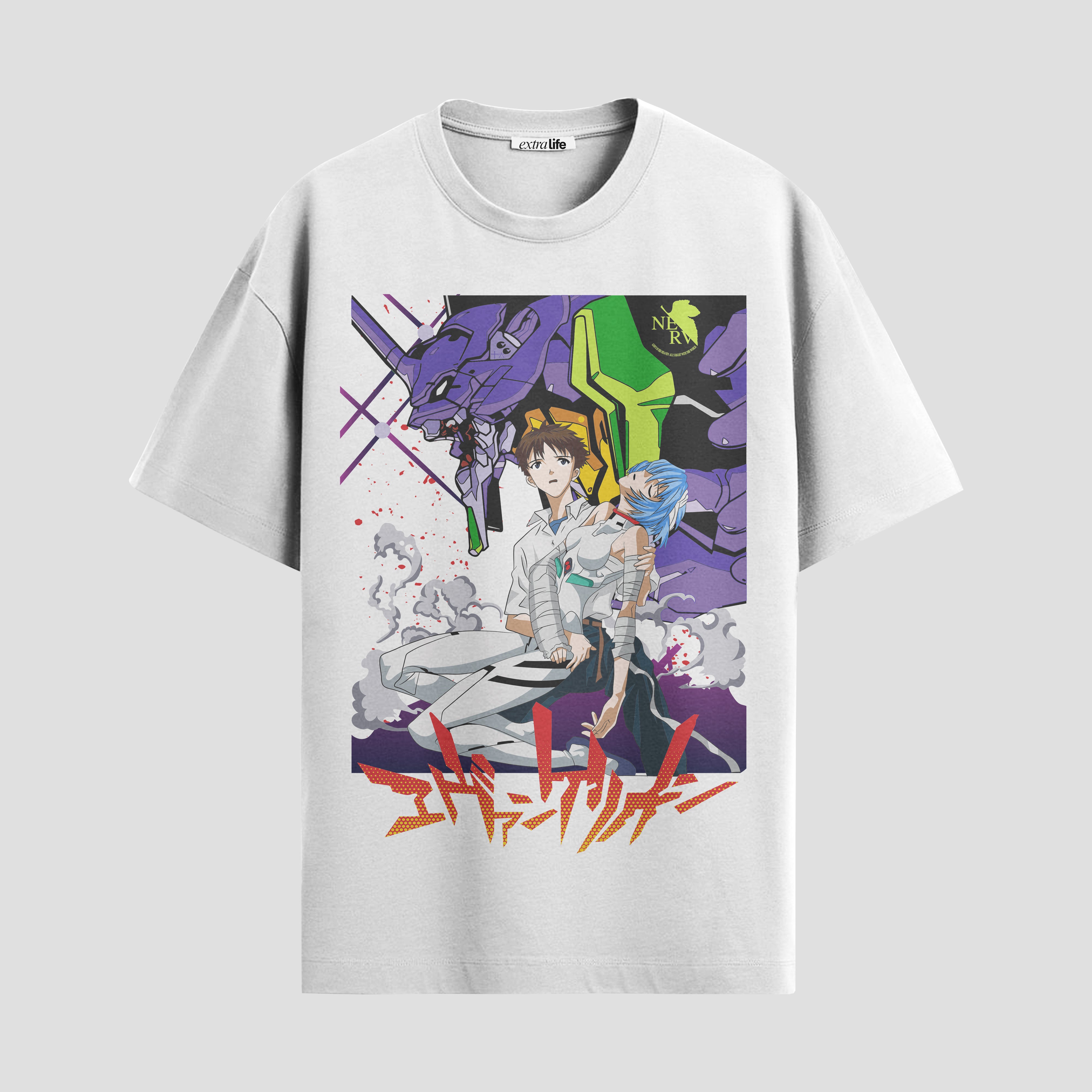 Playera urbana de anime y gaming ExtraLife MX, corte Standard Fit unisex ligero y transpirable en color Deep Black y Pure White, ropa de uso diario para gym y casual.