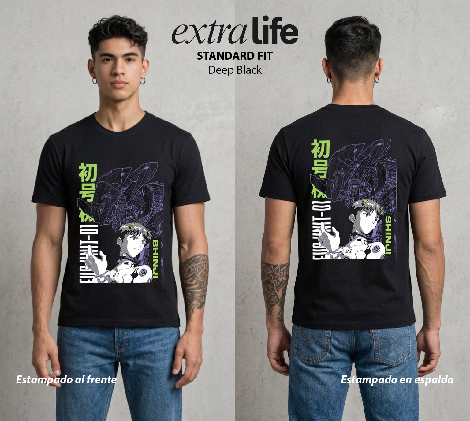 Unidad de Combate | El Que Entra al Robot #01436 - Playera Standard Fit | Deep Black - Foto en modelo