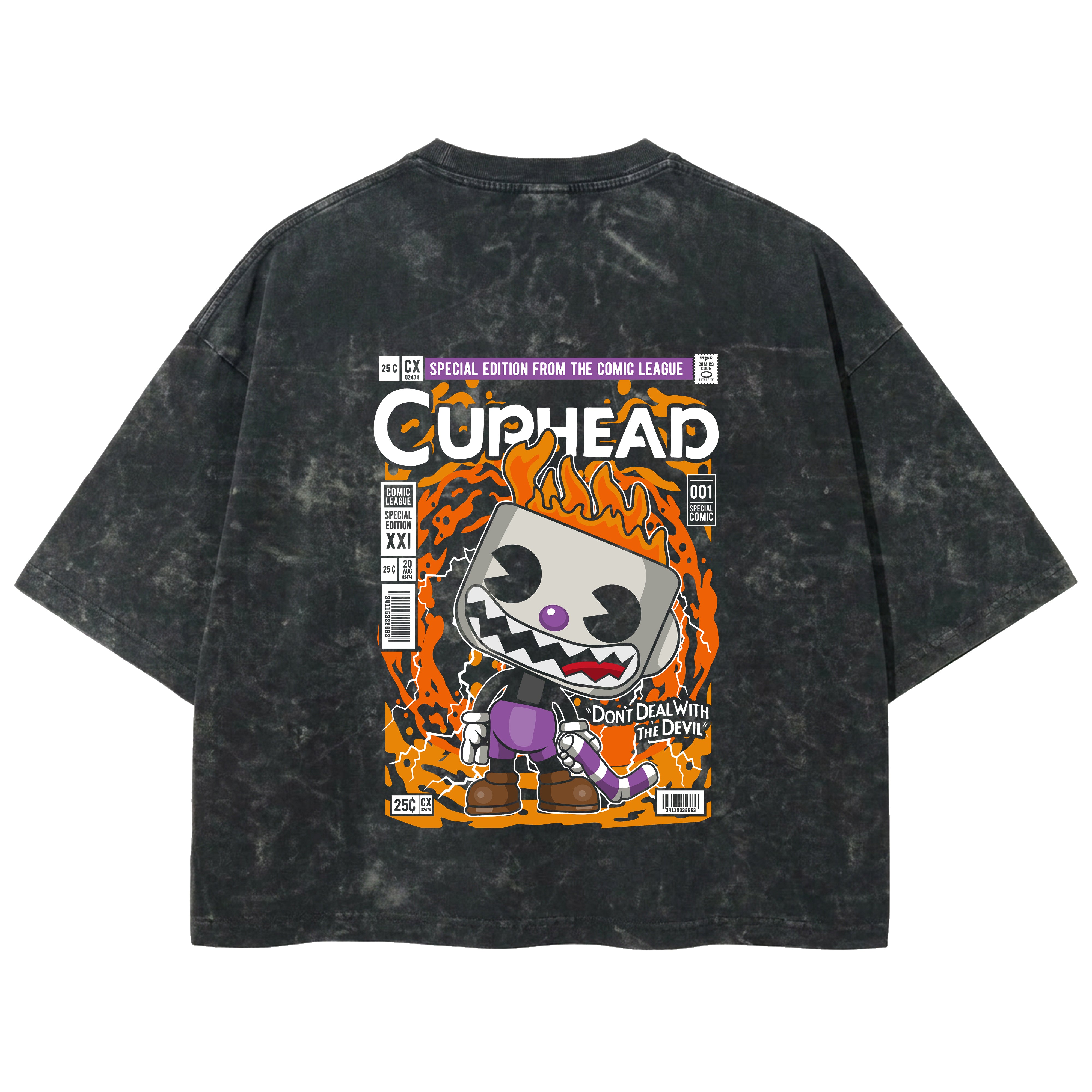 Playera streetwear premium de anime y gaming ExtraLife MX, corte boxy deluxe mineral wash heavyweight en color Acid Wash, moda urbana mexicana de culto.