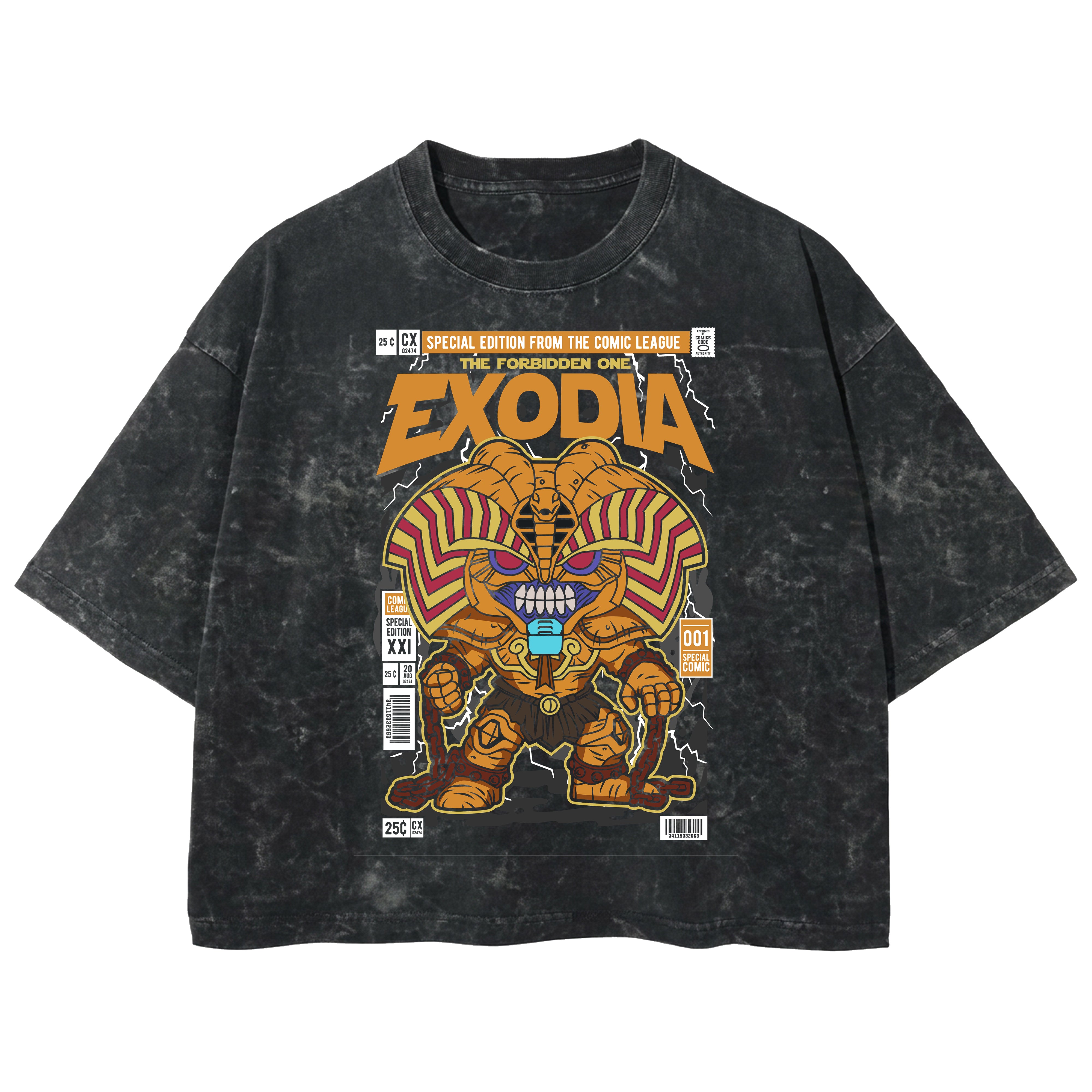 Playera streetwear premium de anime y gaming ExtraLife MX, corte boxy deluxe mineral wash heavyweight en color Acid Wash, moda urbana mexicana de culto.