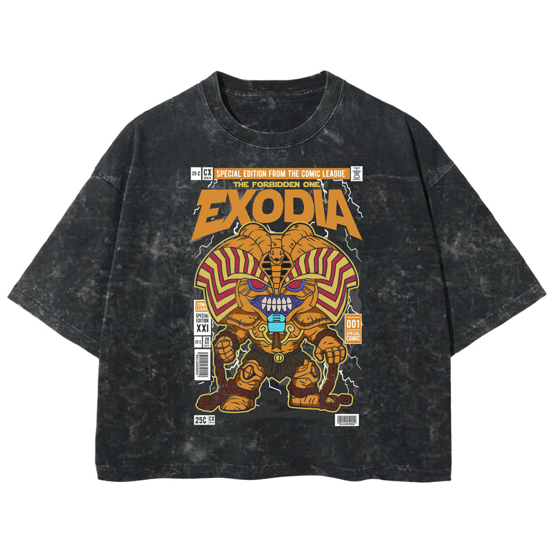 Playera streetwear premium de anime y gaming ExtraLife MX, corte boxy deluxe mineral wash heavyweight en color Acid Wash, moda urbana mexicana de culto.