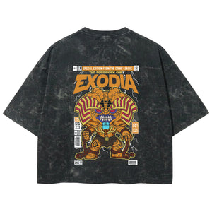 Playera streetwear premium de anime y gaming ExtraLife MX, corte boxy deluxe mineral wash heavyweight en color Acid Wash, moda urbana mexicana de culto.