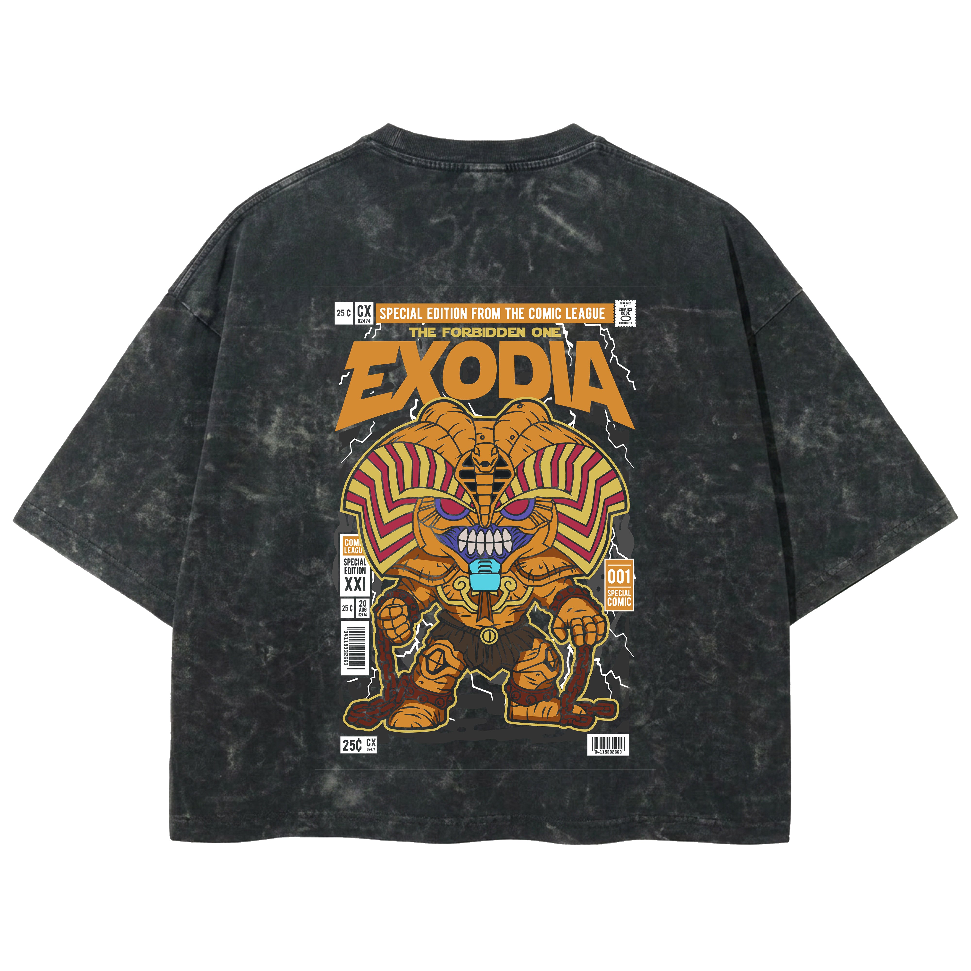 Playera streetwear premium de anime y gaming ExtraLife MX, corte boxy deluxe mineral wash heavyweight en color Acid Wash, moda urbana mexicana de culto.