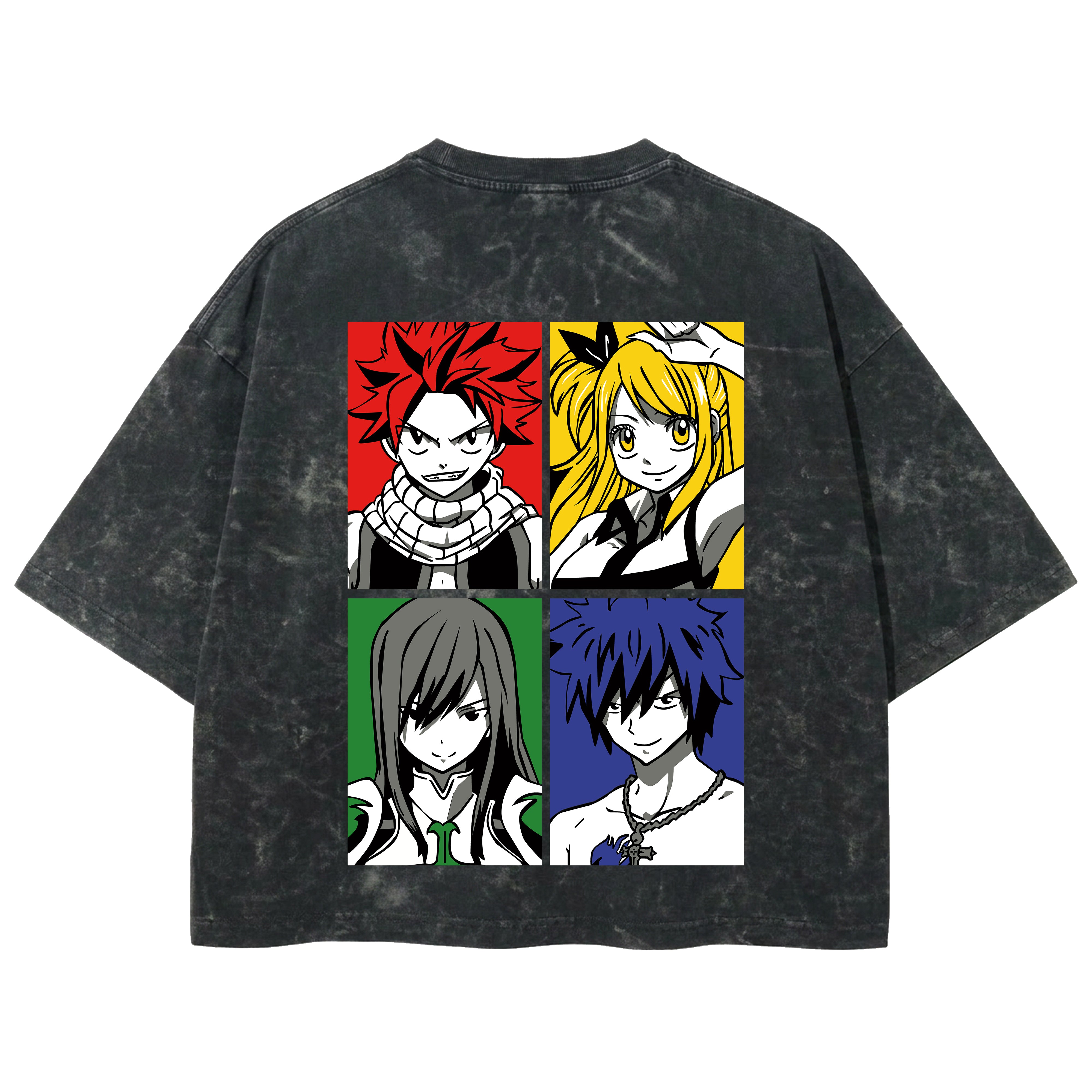 Playera streetwear premium de anime y gaming ExtraLife MX, corte boxy deluxe mineral wash heavyweight en color Acid Wash, moda urbana mexicana de culto.