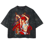 Playera streetwear premium de anime y gaming ExtraLife MX, corte boxy deluxe mineral wash heavyweight en color Acid Wash, moda urbana mexicana de culto.