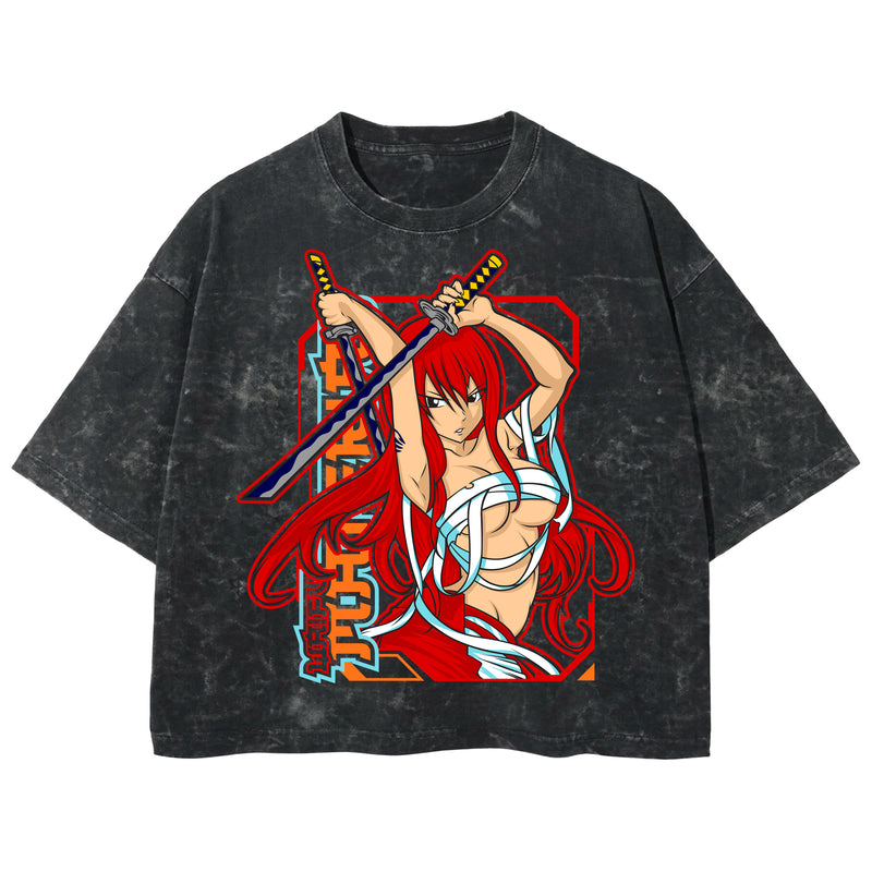Playera streetwear premium de anime y gaming ExtraLife MX, corte boxy deluxe mineral wash heavyweight en color Acid Wash, moda urbana mexicana de culto.