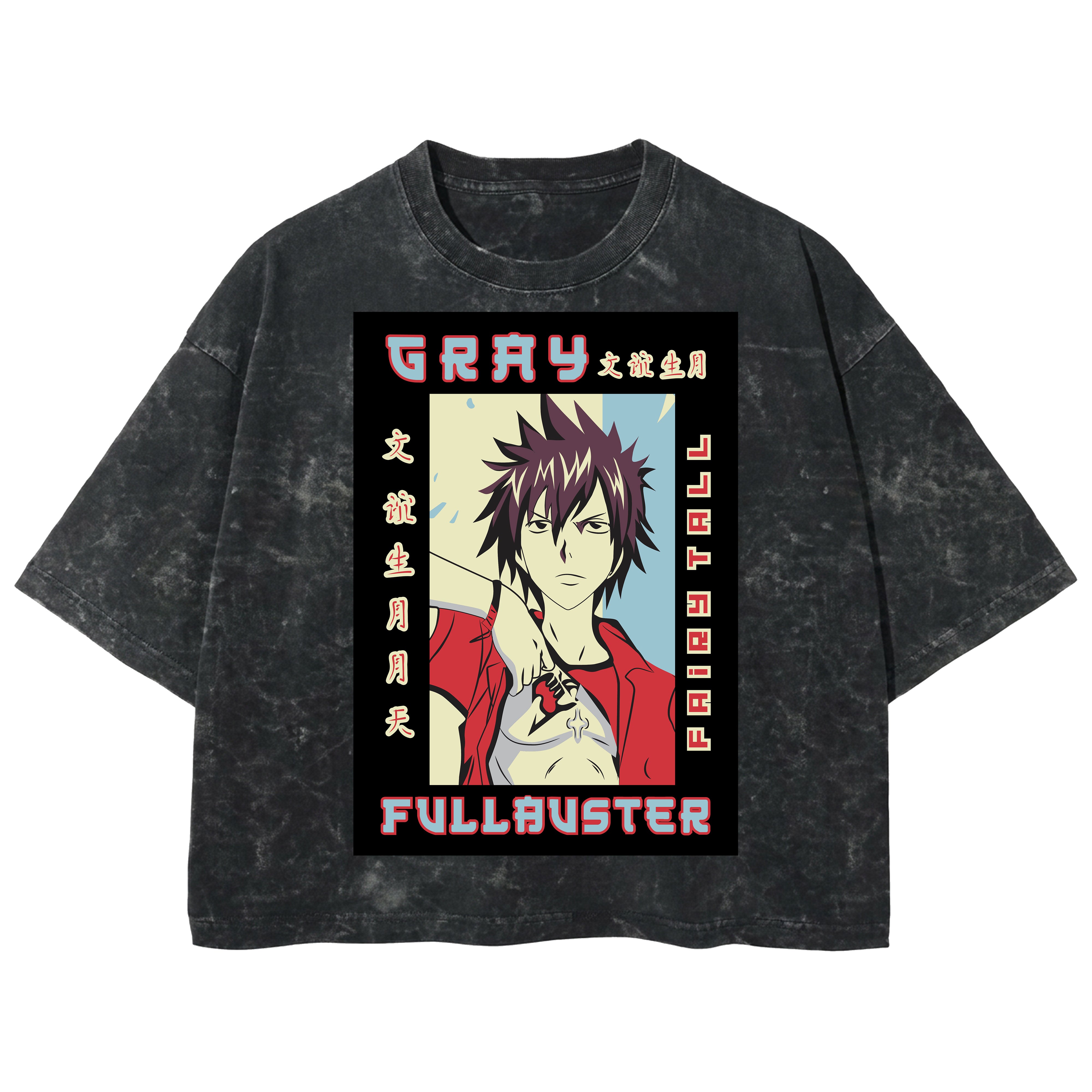 Playera streetwear premium de anime y gaming ExtraLife MX, corte boxy deluxe mineral wash heavyweight en color Acid Wash, moda urbana mexicana de culto.