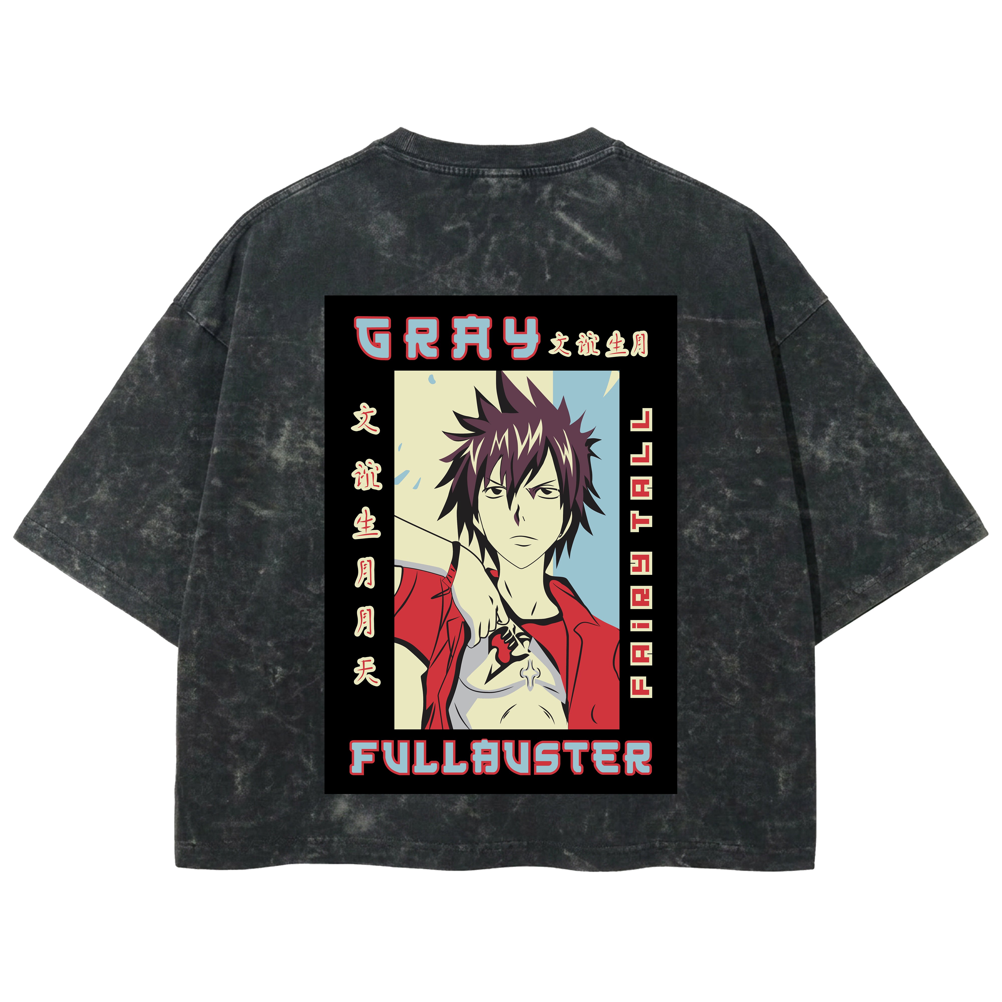 Playera streetwear premium de anime y gaming ExtraLife MX, corte boxy deluxe mineral wash heavyweight en color Acid Wash, moda urbana mexicana de culto.