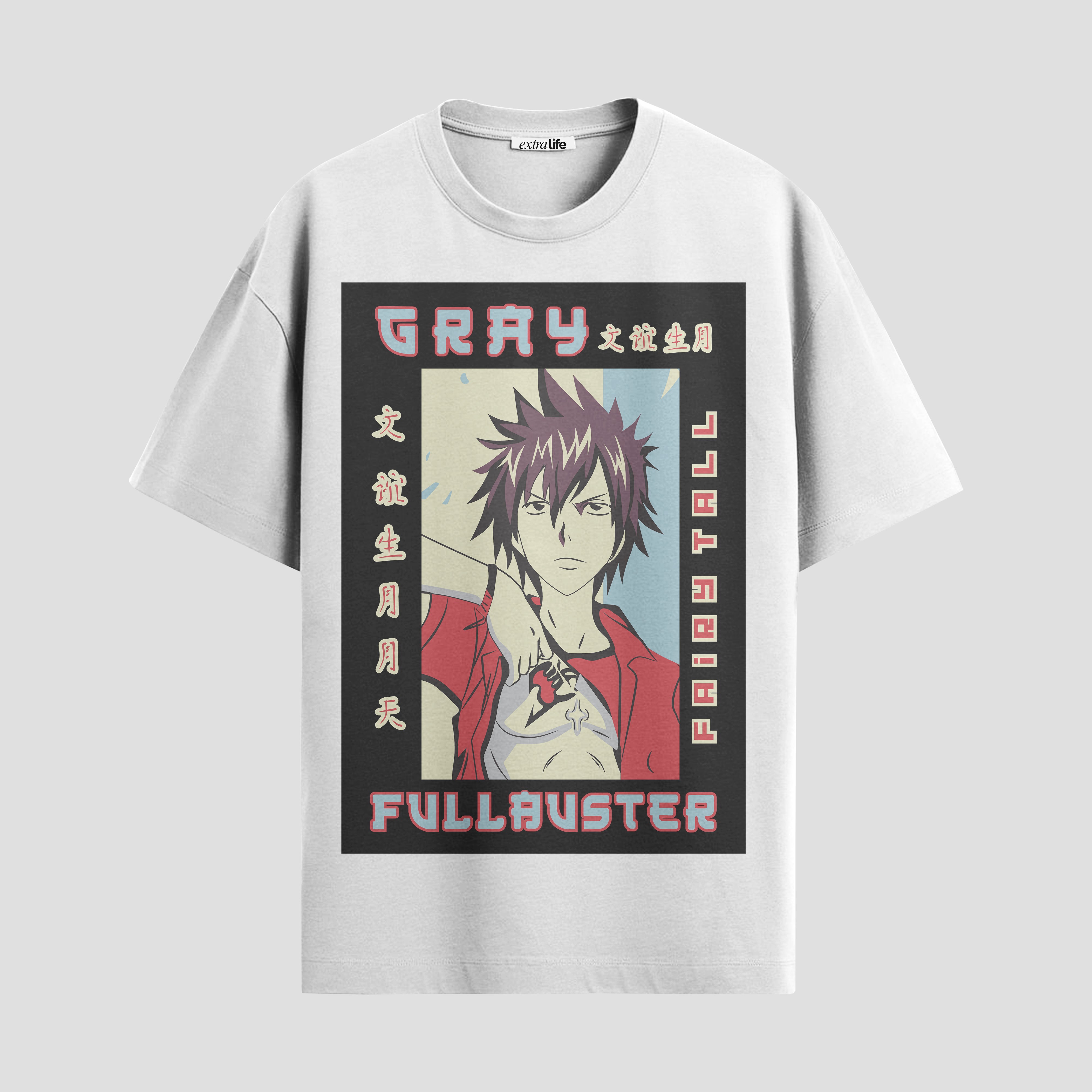 Playera urbana de anime y gaming ExtraLife MX, corte Standard Fit unisex ligero y transpirable en color Deep Black y Pure White, ropa de uso diario para gym y casual.