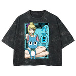 Playera streetwear premium de anime y gaming ExtraLife MX, corte boxy deluxe mineral wash heavyweight en color Acid Wash, moda urbana mexicana de culto.