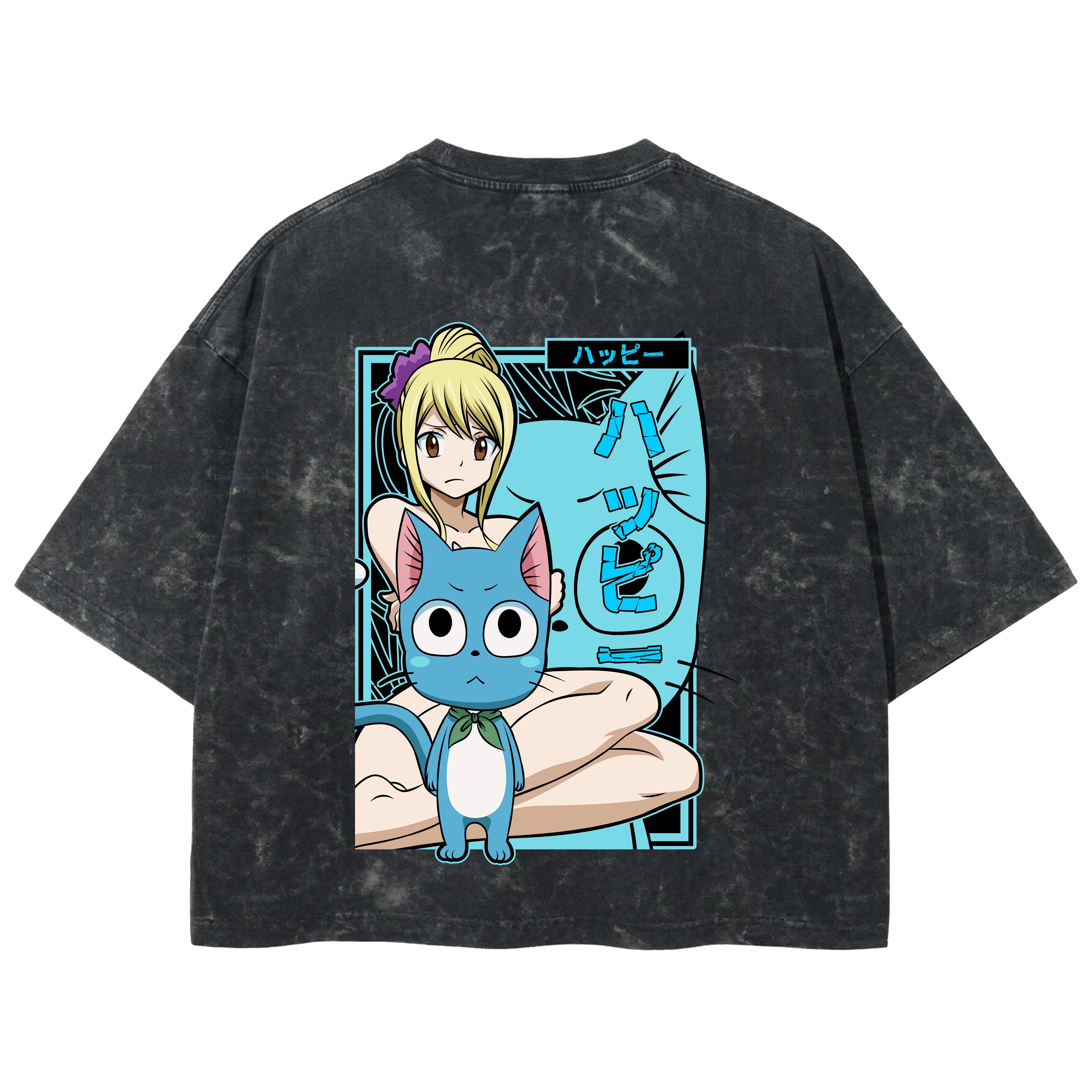 Playera streetwear premium de anime y gaming ExtraLife MX, corte boxy deluxe mineral wash heavyweight en color Acid Wash, moda urbana mexicana de culto.