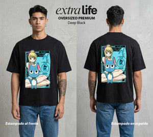 El Gremio de Magos | El Neko Volador #01444 - Playera Oversized Premium | Deep Black - Foto en modelo