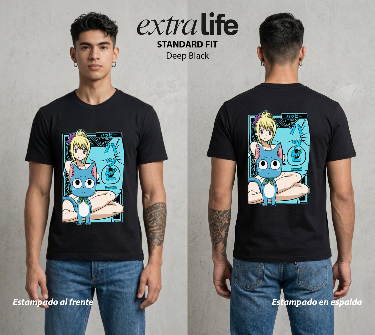 El Gremio de Magos | El Neko Volador #01444 - Playera Standard Fit | Deep Black - Foto en modelo
