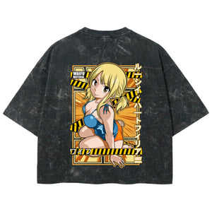 Playera streetwear premium de anime y gaming ExtraLife MX, corte boxy deluxe mineral wash heavyweight en color Acid Wash, moda urbana mexicana de culto.