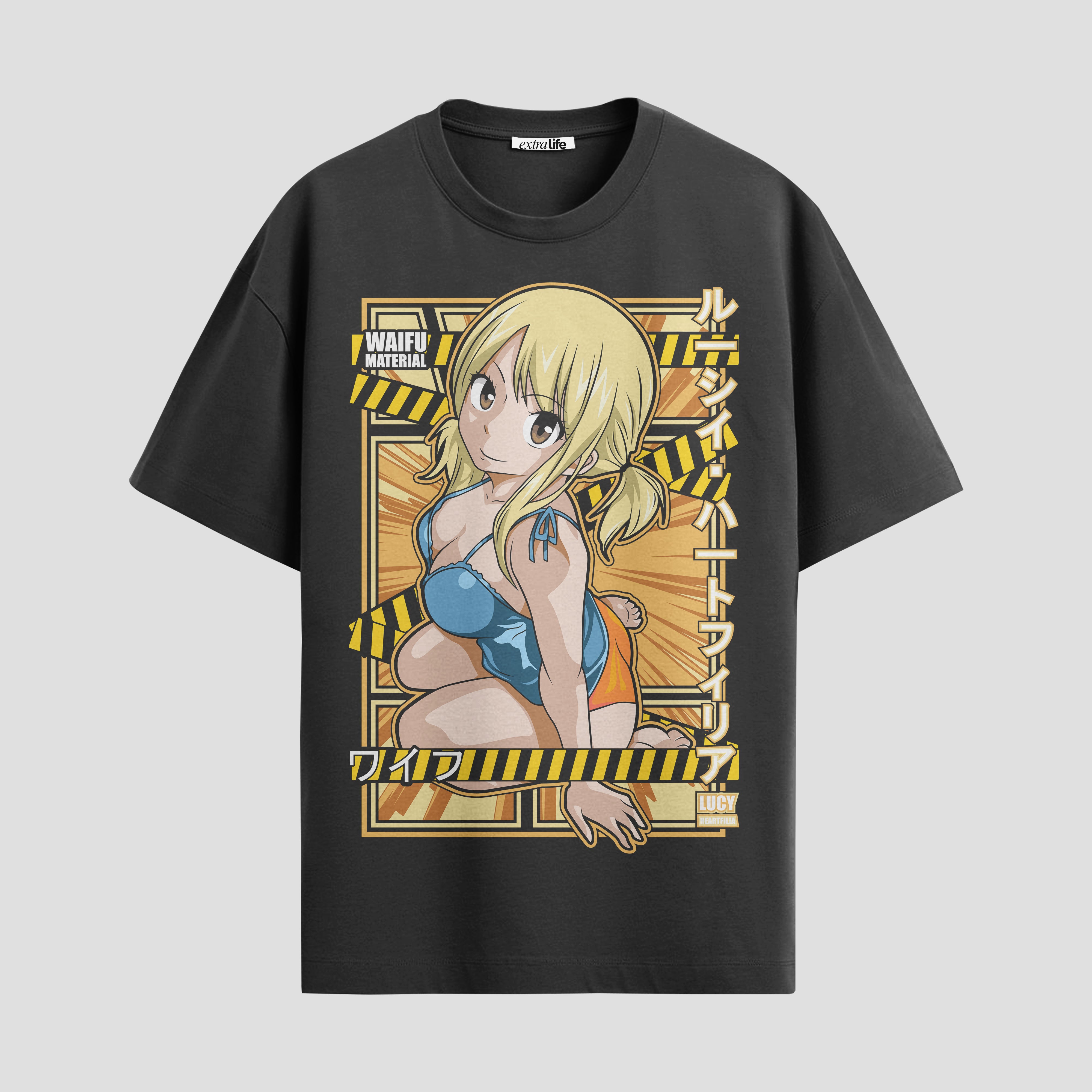 Playera urbana de anime y gaming ExtraLife MX, corte Standard Fit unisex ligero y transpirable en color Deep Black y Pure White, ropa de uso diario para gym y casual.