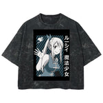 Playera streetwear premium de anime y gaming ExtraLife MX, corte boxy deluxe mineral wash heavyweight en color Acid Wash, moda urbana mexicana de culto.