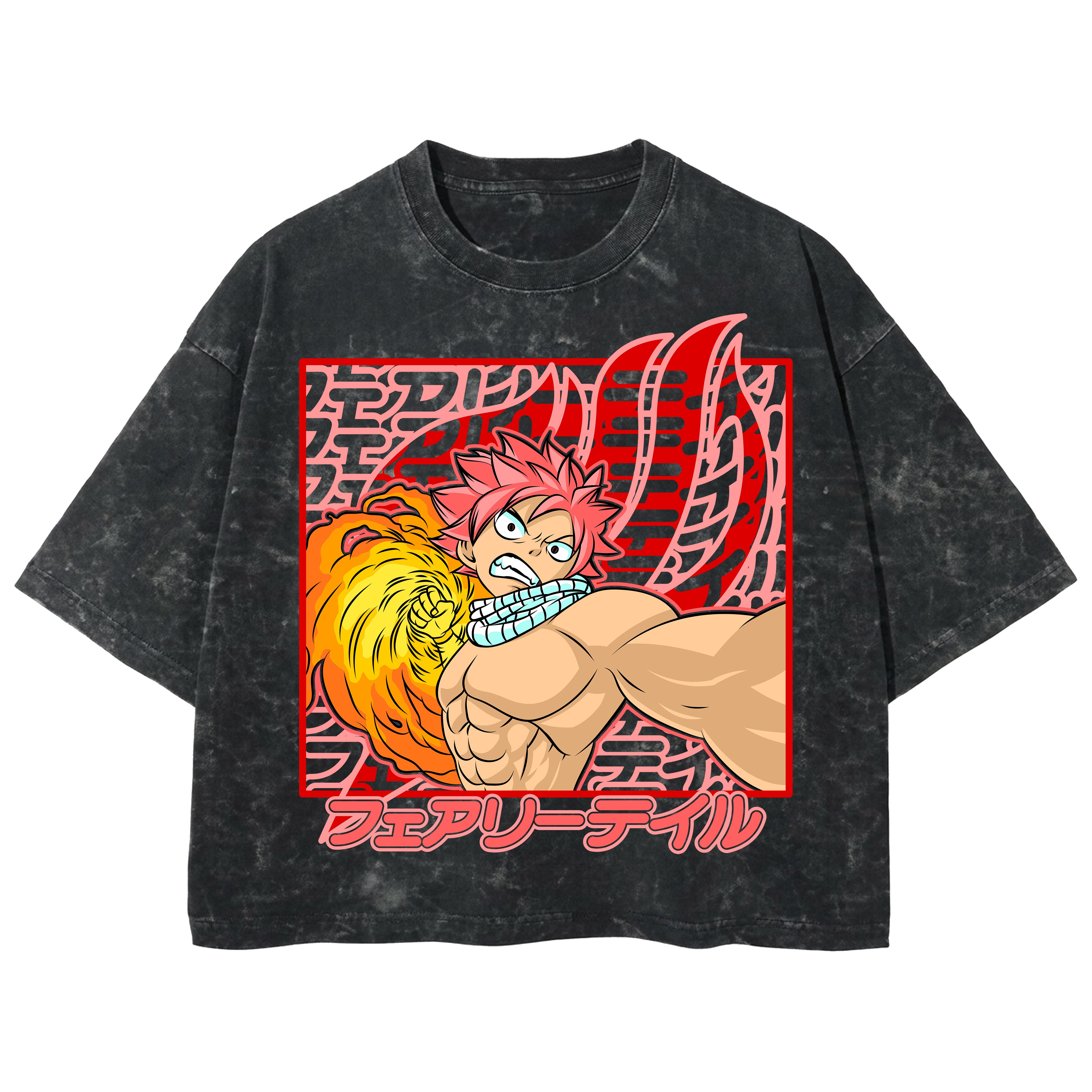 Playera streetwear premium de anime y gaming ExtraLife MX, corte boxy deluxe mineral wash heavyweight en color Acid Wash, moda urbana mexicana de culto.